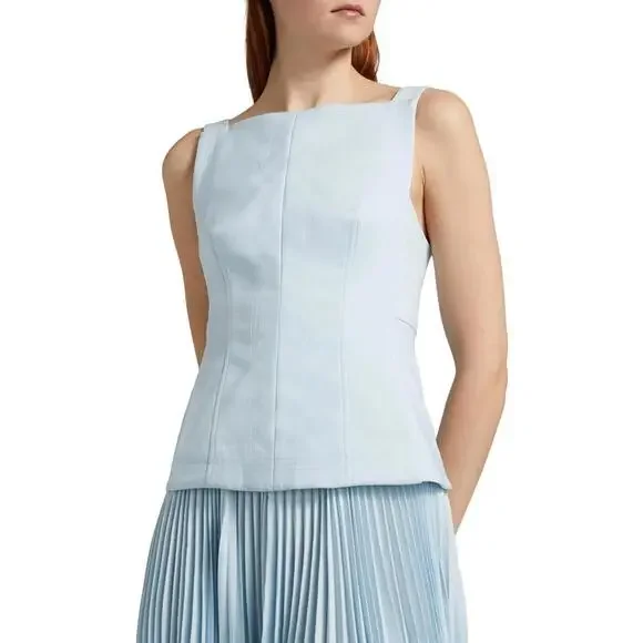 NWT, Acler Hollinshill Pleated Sleeveless Maxi Dress in Baby Blue Size 10  #LD070